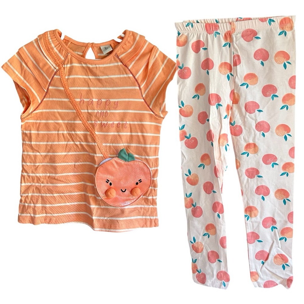 Tu Size 5-6 Peach Pocket Stripe Top And Peach Leggings, NWT, New With Tags